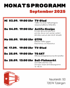 Mehr über den Artikel erfahren Monatsprogramm im September
