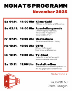 Mehr über den Artikel erfahren Monatsprogramm im November