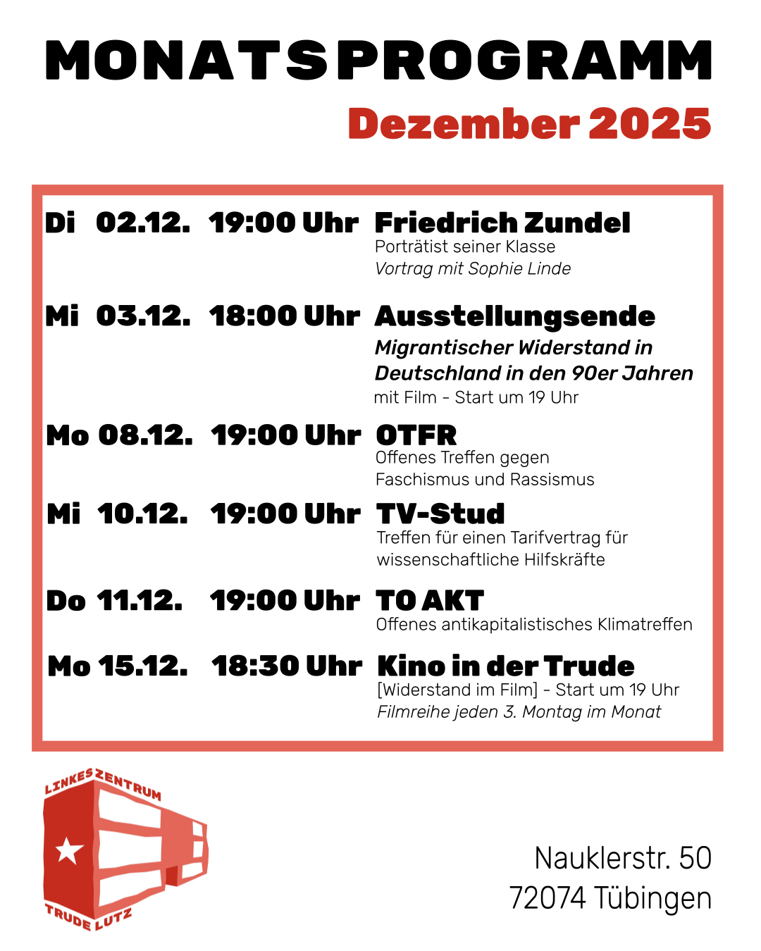 Du betrachtest gerade Monatsprogramm im Dezember