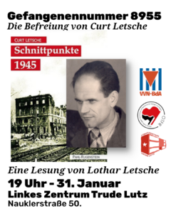Mehr über den Artikel erfahren 31.01. I 19Uhr I Lesung: Gefangenen Nummer 8955 – Die Befreiung von Curt Letsche