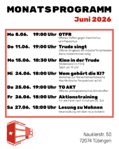 Mehr über den Artikel erfahren Monatsprogramm im Juni