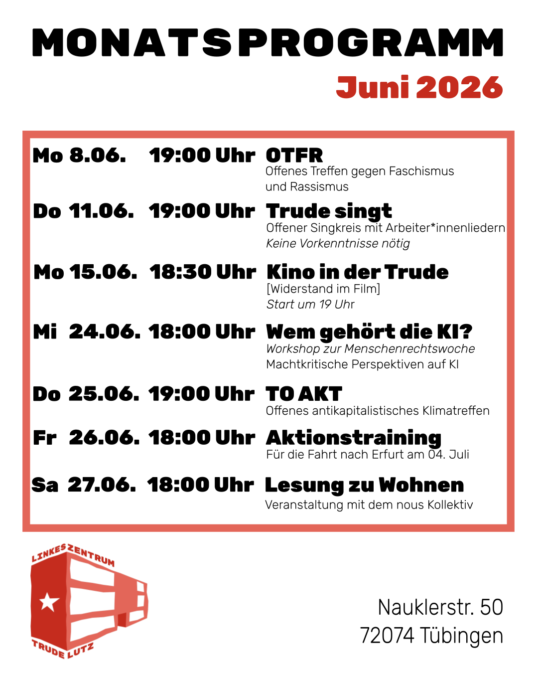 Du betrachtest gerade Monatsprogramm im Juni