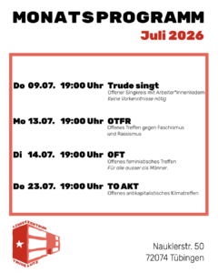 Mehr über den Artikel erfahren Monatsprogramm im Juli
