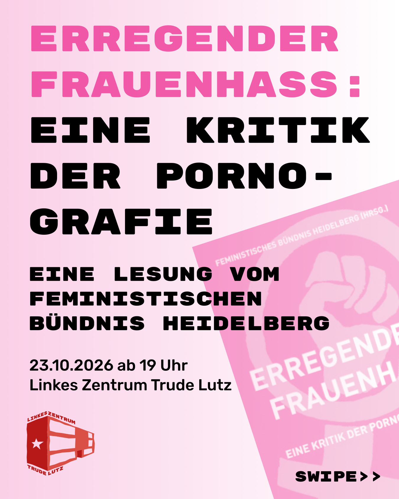 Mehr über den Artikel erfahren Eine Kritik der Pornographie: Lesung am 23.10. um 19 Uhr